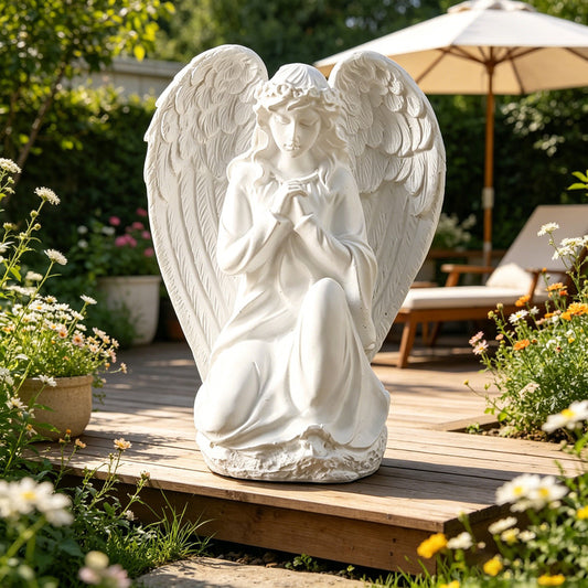 Kneeling Praying Angel Statue, Resin Religious Home Decor