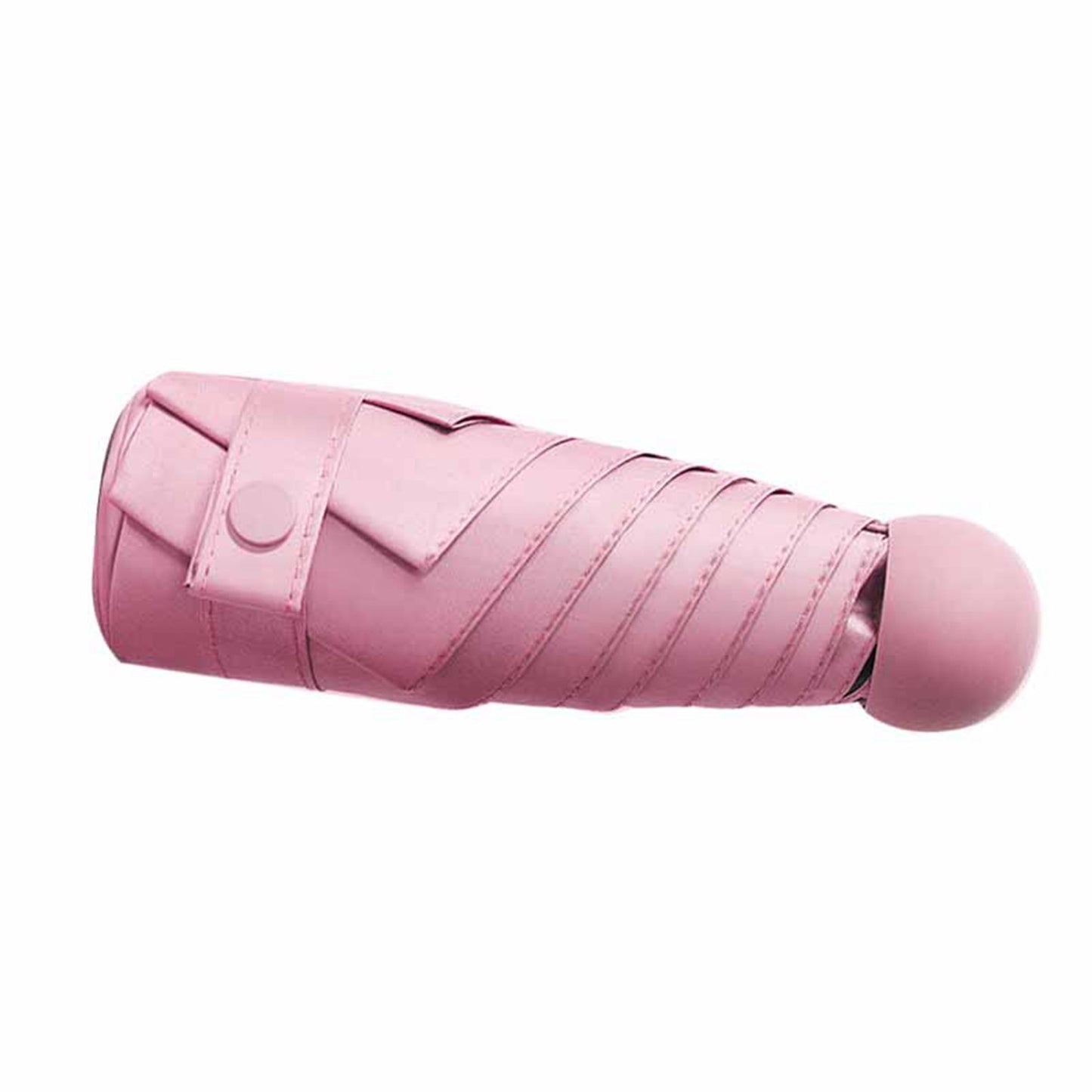 6 Ribs Folding Umbrella Five Fold UV Proof Sunscreen Capsule Umbrella for Sunny Rainy Days Pink with Storage Box