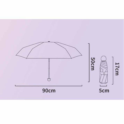 6 Ribs Folding Umbrella Five Fold UV Proof Sunscreen Capsule Umbrella for Sunny Rainy Days Pink with Storage Box