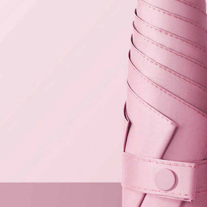 6 Ribs Folding Umbrella Five Fold UV Proof Sunscreen Capsule Umbrella for Sunny Rainy Days Pink with Storage Box