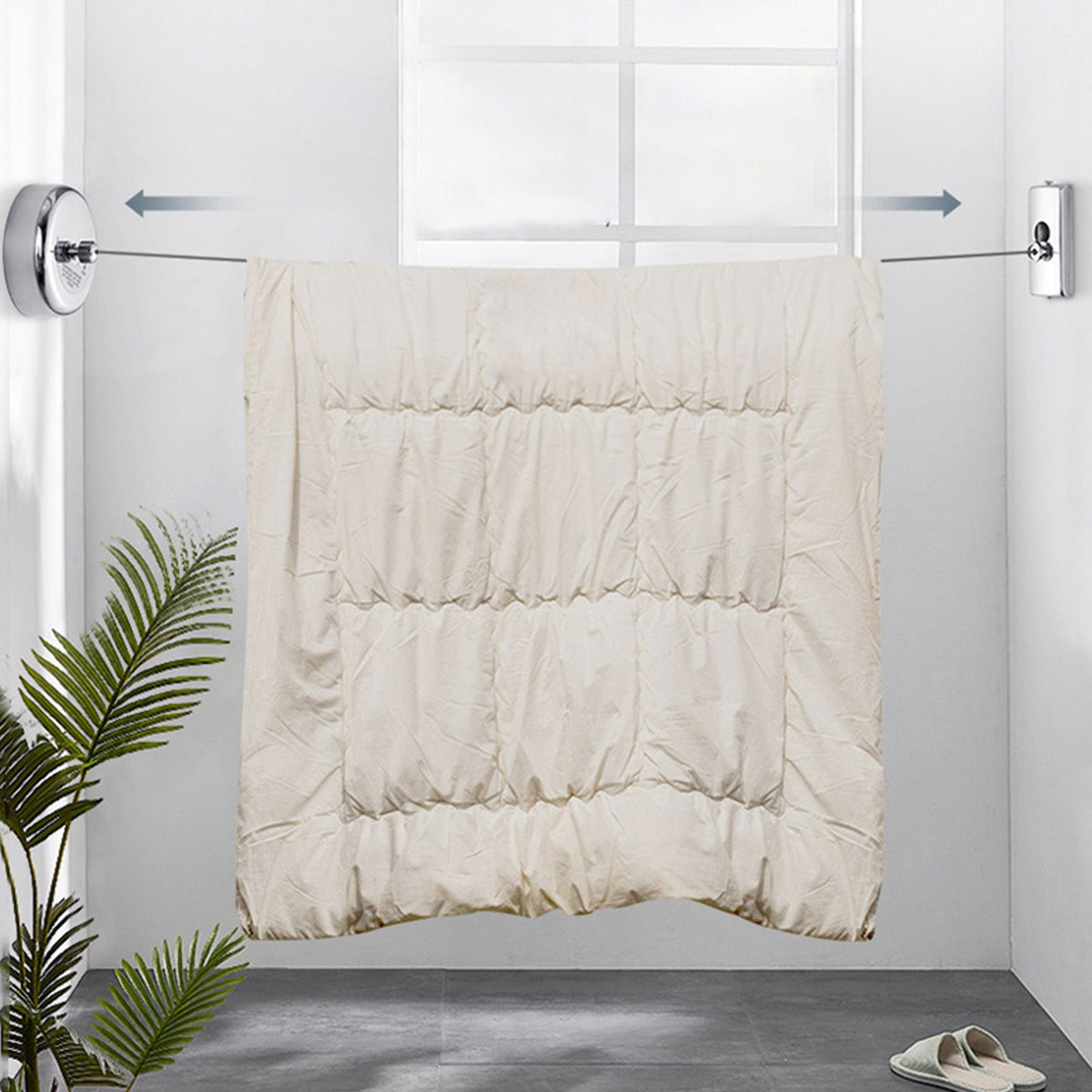 Retractable Clothesline 2.8m Stainless Steel Strong Bearing Rust Corrosion Resistant Telescopic Clothes Drying Line