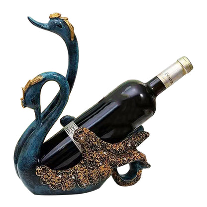Luxury Swan Wine Rack Innovative Desktop Wine Cabinet Decorative Ornaments for Living Room Office Blue