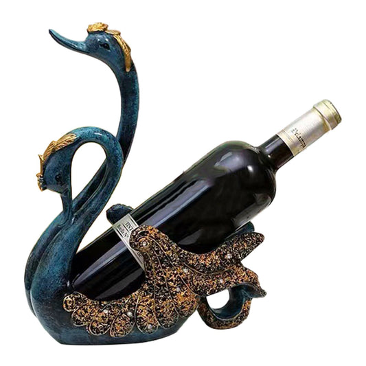 Luxury Swan Wine Rack Innovative Desktop Wine Cabinet Decorative Ornaments for Living Room Office Blue