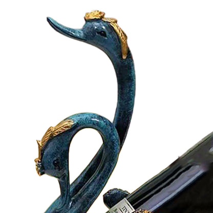 Luxury Swan Wine Rack Innovative Desktop Wine Cabinet Decorative Ornaments for Living Room Office Blue