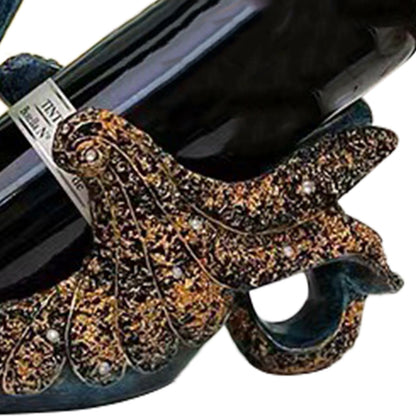 Luxury Swan Wine Rack Innovative Desktop Wine Cabinet Decorative Ornaments for Living Room Office Blue