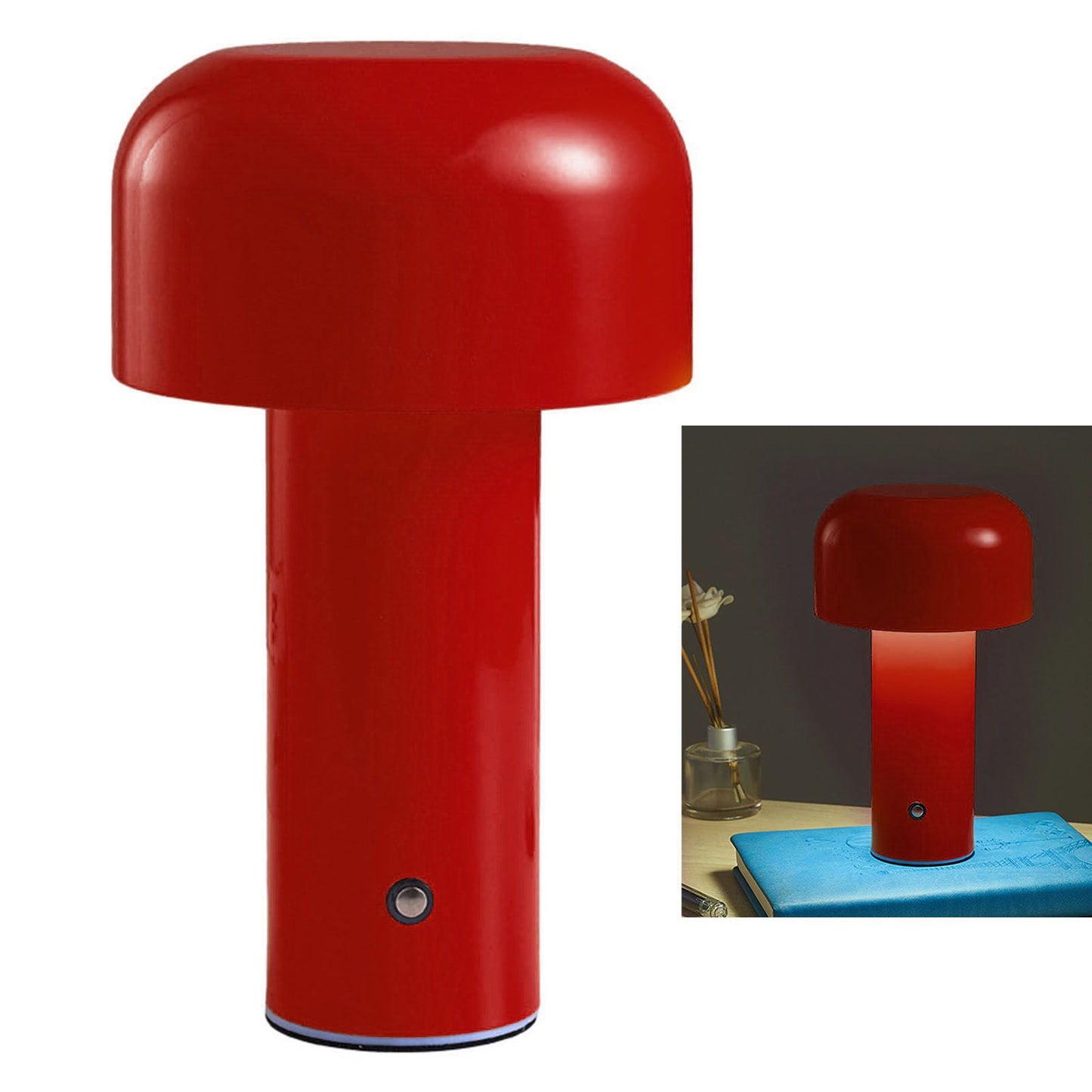 Mushroom Table Lamp Three Colors LED Light Beads Stepless Dimming Mushroom Lamp Night Light for Bedroom Bedside Red