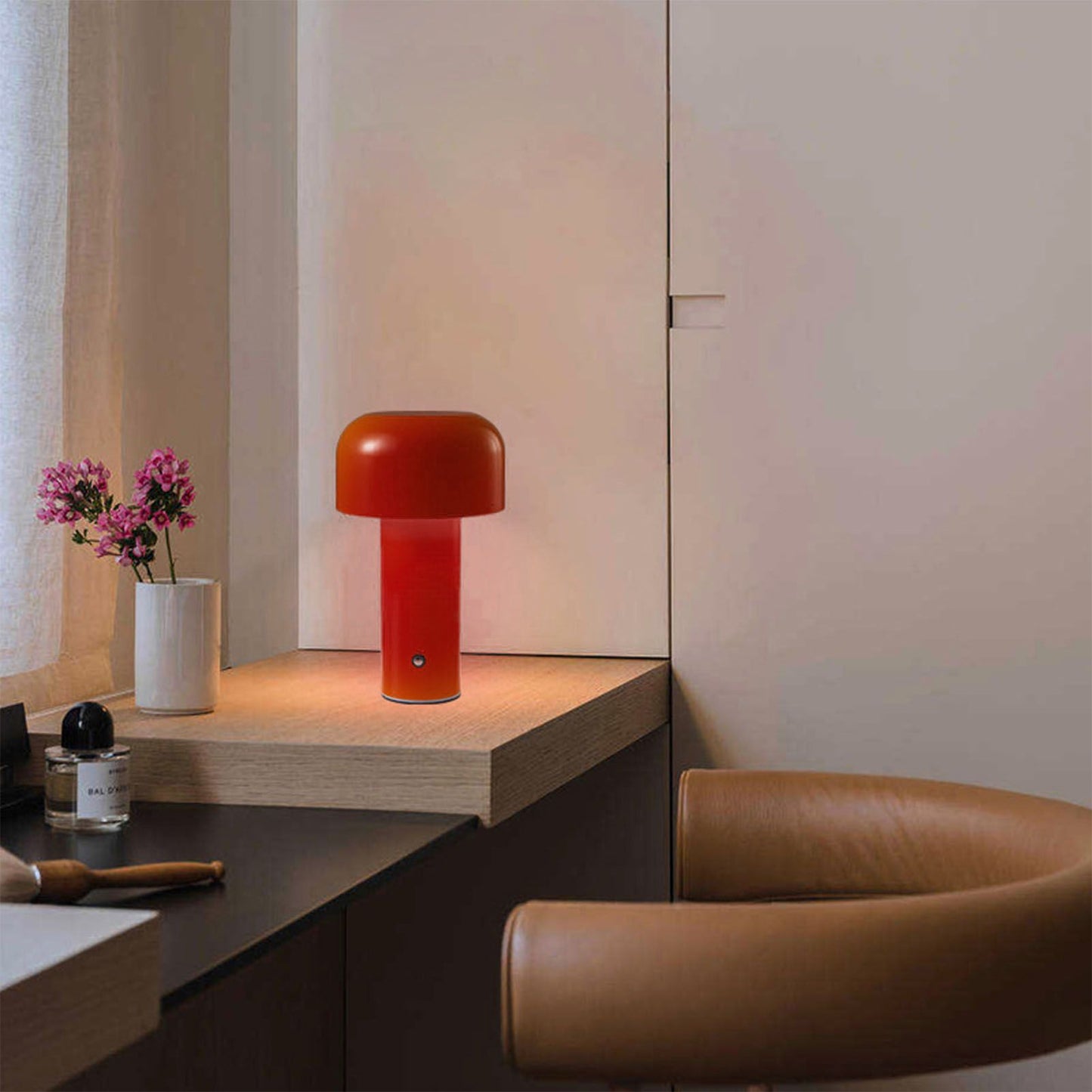 Mushroom Table Lamp Three Colors LED Light Beads Stepless Dimming Mushroom Lamp Night Light for Bedroom Bedside Red