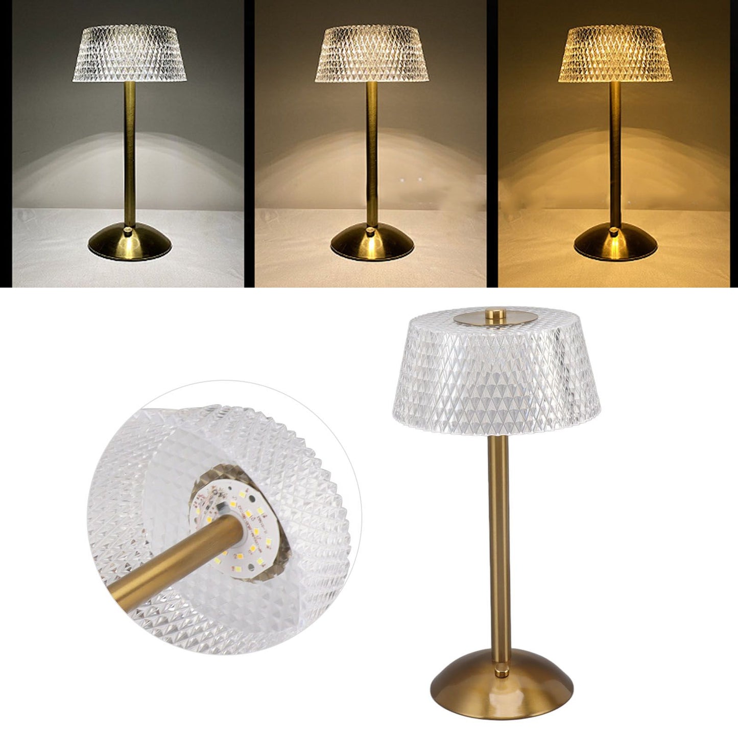 Acrylic Table Lamp Stepless Dimming LED Night Light with USB Cable for Kids Nursery Bedroom Nightstand