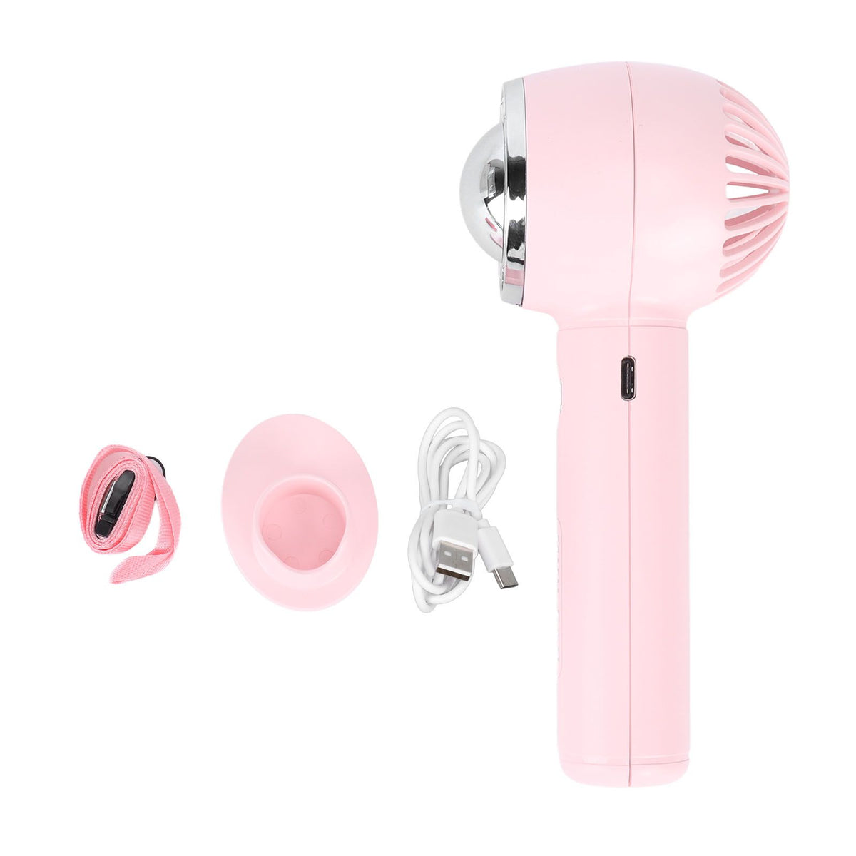 Handheld Fan 3 Speeds USB Charging Strong Wind Lightweight 1200mAh Battery Portable Fan Handheld for Office Travel Pink