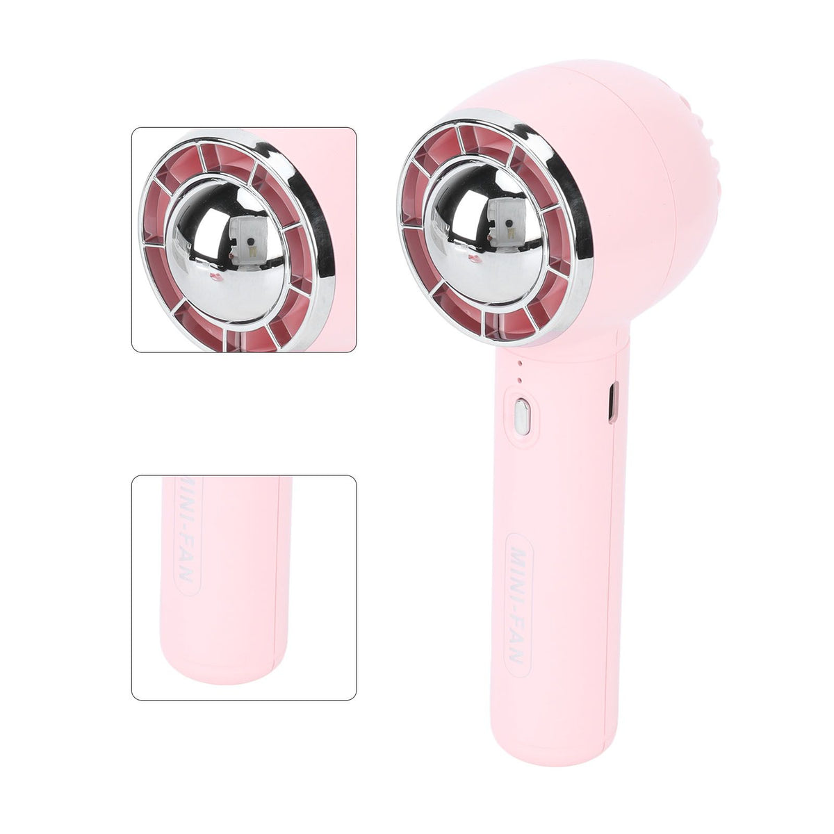 Handheld Fan 3 Speeds USB Charging Strong Wind Lightweight 1200mAh Battery Portable Fan Handheld for Office Travel Pink
