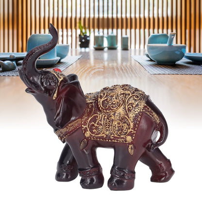 Elephant Figurines Durable Resin Delicate Texture Retro Style Symbolize Power Good Luck Prosperity Elephant Statue