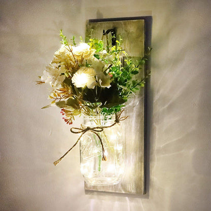 LED Mason Jar Wall Lights Indoor Outdoor Patio Vase Hanging Lights Home Wall Decorations