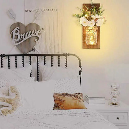LED Mason Jar Wall Lights Indoor Outdoor Patio Vase Hanging Lights Home Wall Decorations