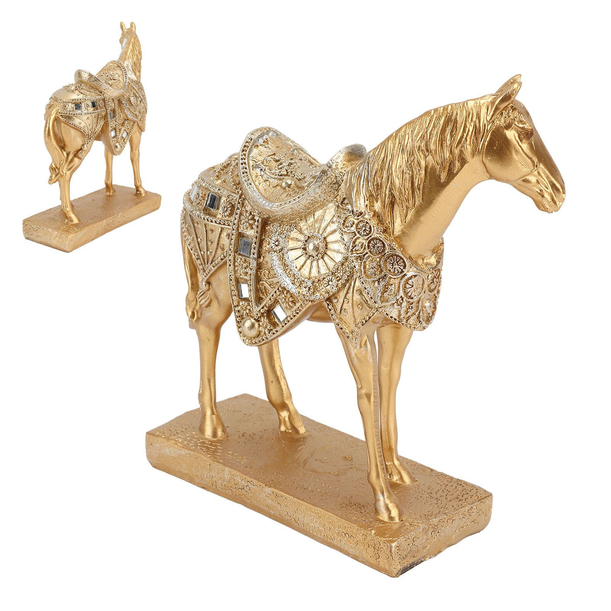 Horse Standing Statue Rearing Art Figurine Decorative Sculpture Home Decor Accent Piece Ornament