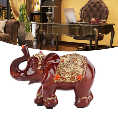 Elephant Statue Durable Resin Cute Elegant Attract Wealth Round Corner Elephant Decor for Home Bedroom Office