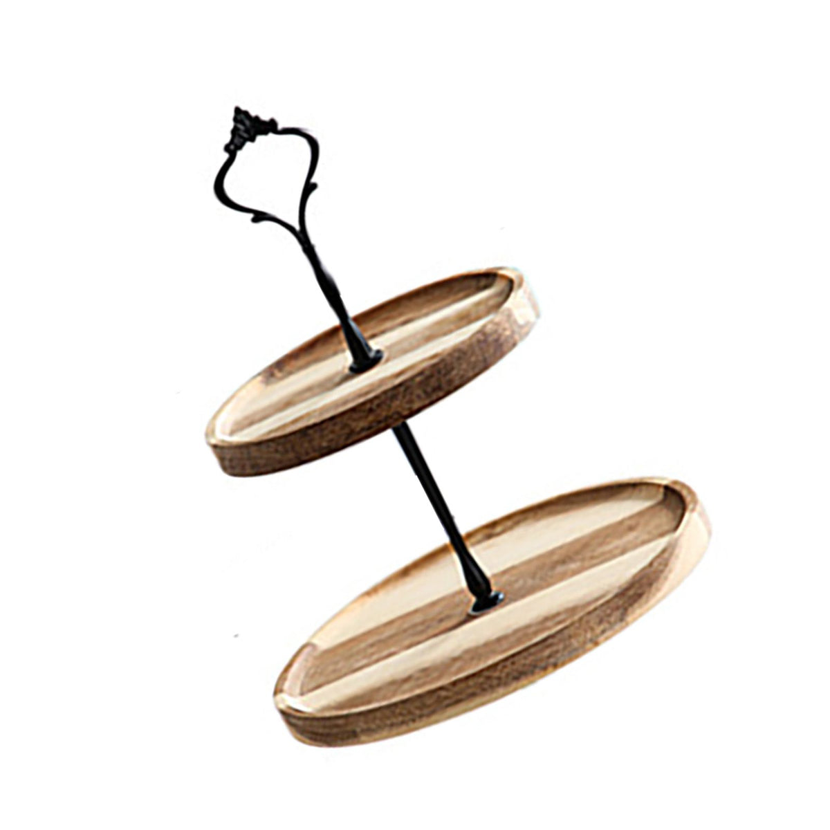 Wood Dessert Stand Rack Environmental Simple Vintage Wooden Dessert Display Tray Stand for Dessert Fruit Cake Snack Black Crown 2 Layers, Small