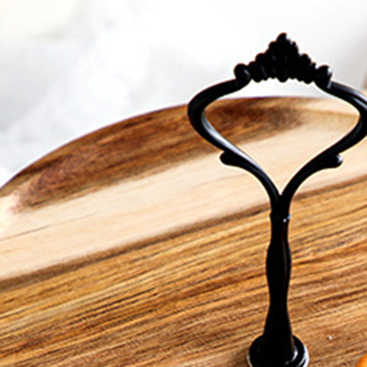 Wood Dessert Stand Rack Environmental Simple Vintage Wooden Dessert Display Tray Stand for Dessert Fruit Cake Snack Black Crown 2 Layers, Large