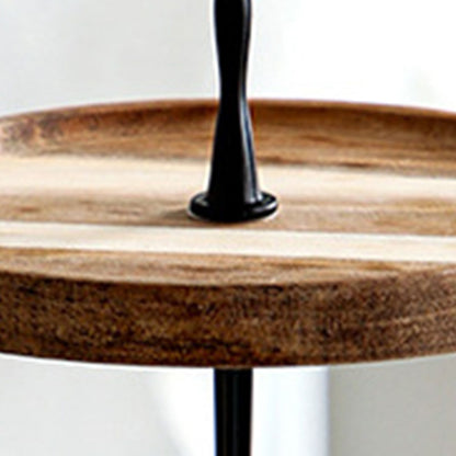 Wood Dessert Stand Rack Environmental Simple Vintage Wooden Dessert Display Tray Stand for Dessert Fruit Cake Snack Black Crown 2 Layers, Large