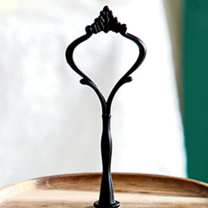 Wood Dessert Stand Rack Environmental Simple Vintage Wooden Dessert Display Tray Stand for Dessert Fruit Cake Snack Black Crown 2 Layers, Large