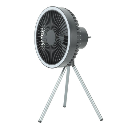 10000mAh USB Tripod Camping Fan Outdoor Portable Camping Fan with Light Power Bank Gray