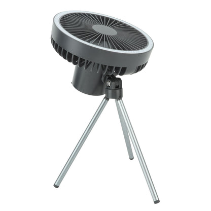 10000mAh USB Tripod Camping Fan Outdoor Portable Camping Fan with Light Power Bank Gray
