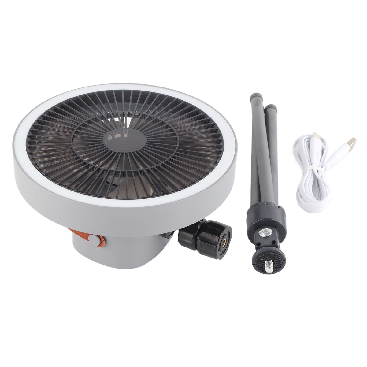 Portable USB Rechargeable Tripod Fan Outdoor Camping Tripod Fan for Outdoor Camping Tent Gray