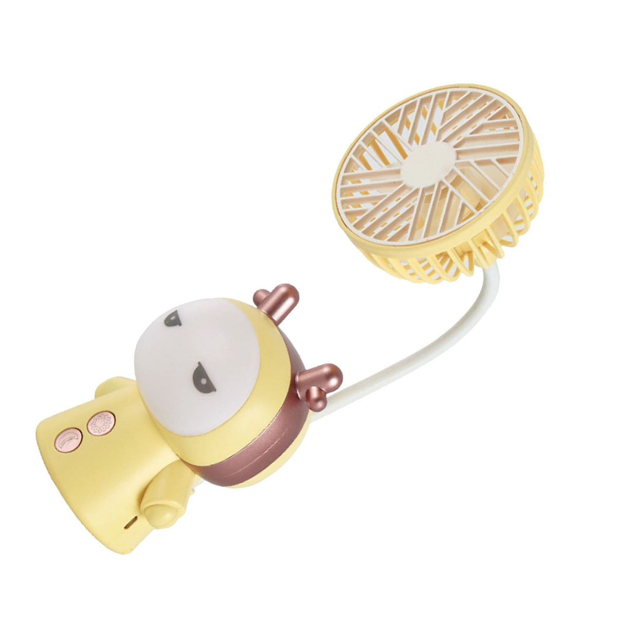Mini Handheld Fan Portable USB Rechargeable Fan ABS Foldable Desk Fan for Home Travel Office Library Lemon