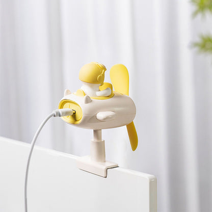 Clip On Fan Portable Small Fan with Cord Powered Small Fan with Sturdy Clamp Mini Table Fan Personal Desk Fan Duck Shape Yellow