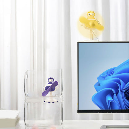 Clip On Fan Portable Small Fan with Cord Powered Small Fan with Sturdy Clamp Mini Table Fan Personal Desk Fan Duck Shape Yellow