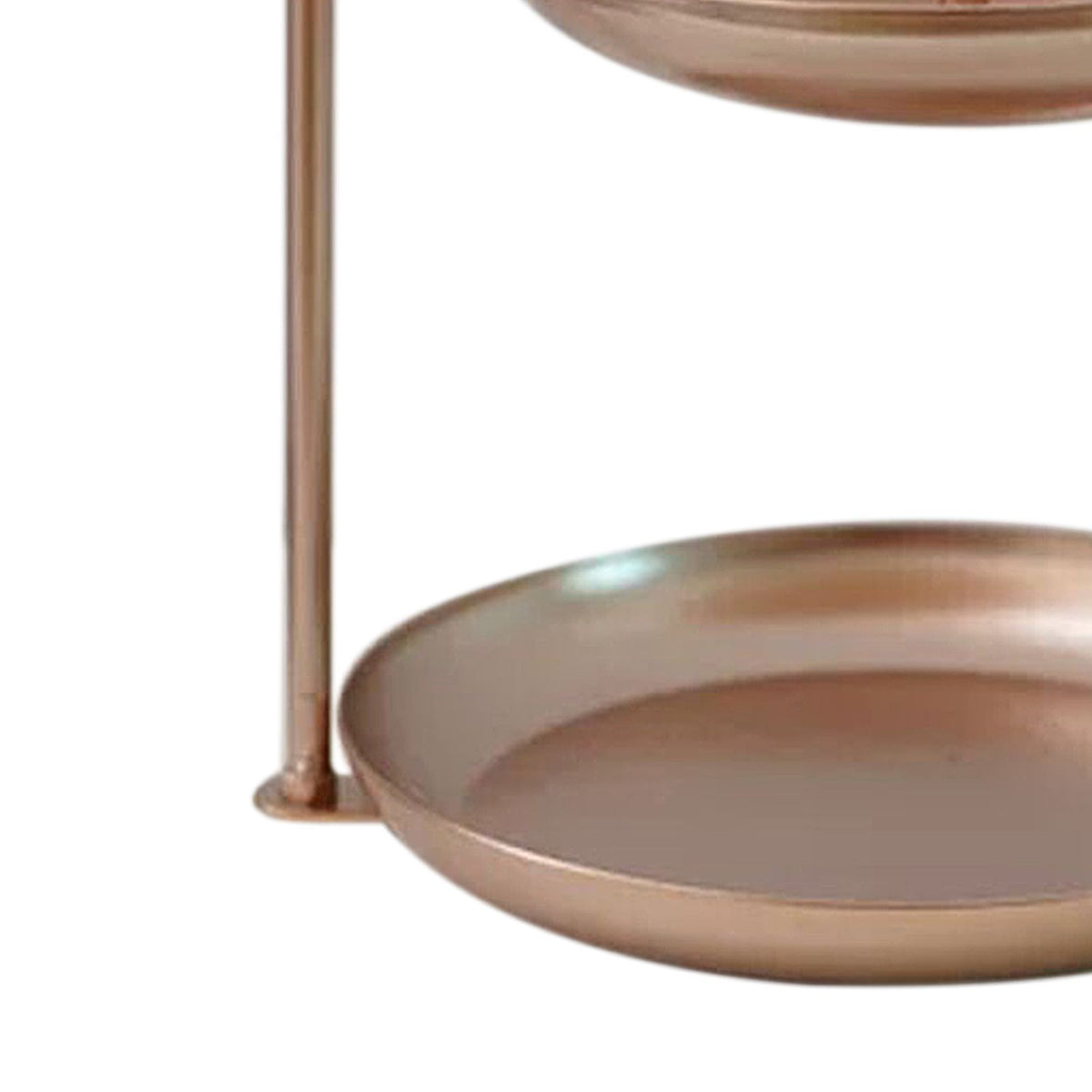 2 Tier Iron Fruit Serving Tray Waterproof Multi Tier Storage Platter for Coffee Table Party Rose Gold