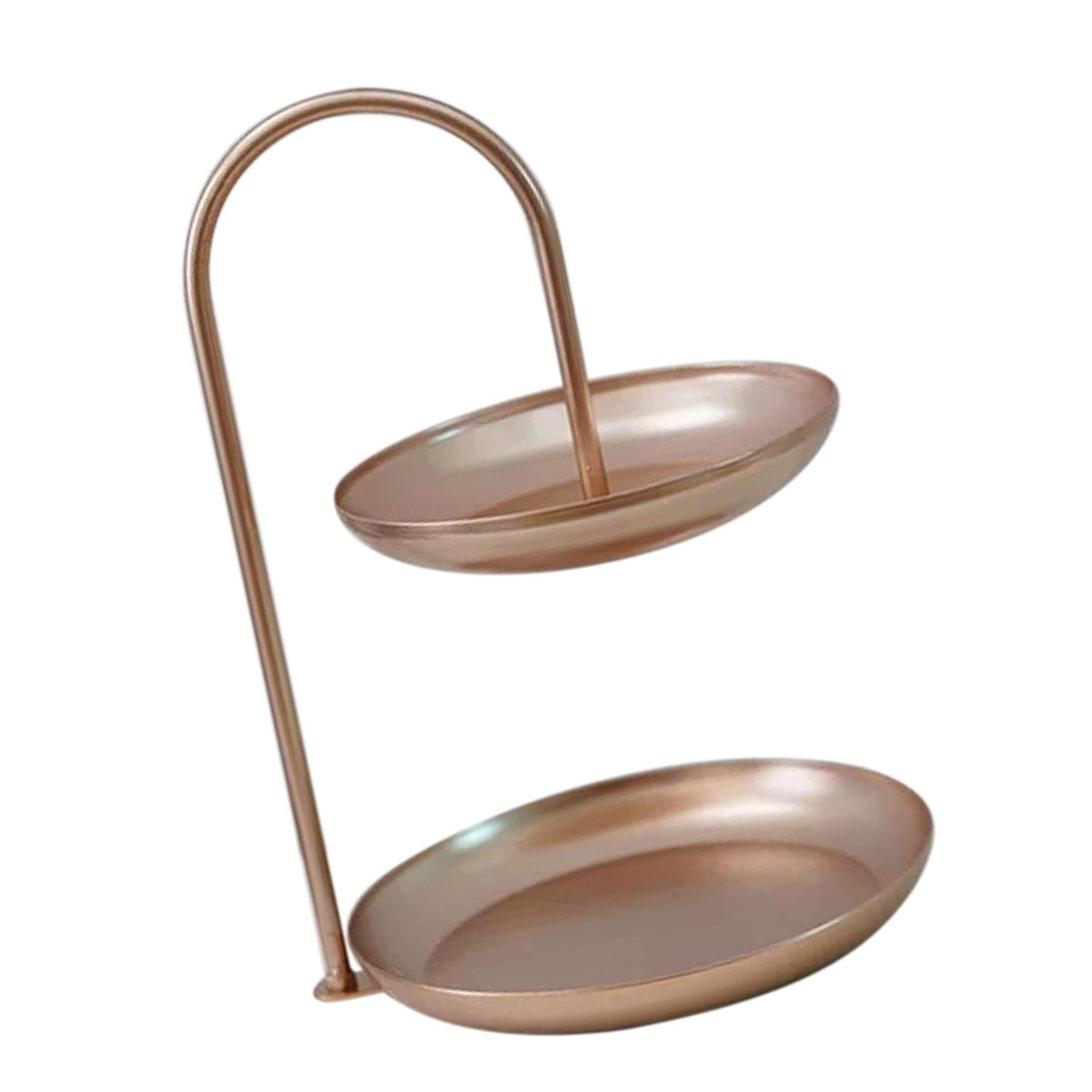 2 Tier Iron Fruit Serving Tray Waterproof Multi Tier Storage Platter for Coffee Table Party Rose Gold
