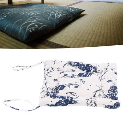 Chair Cushion Simple Pure Cotton Linen Thick NonSlip Soft Seat Cushion for Floor(White Ink )