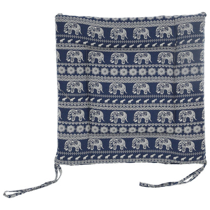 Chair Cushion Simple Pure Cotton Linen Thick NonSlip Soft Seat Cushion for Floor(Blue Elephant )