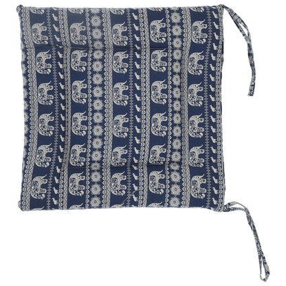 Chair Cushion Simple Pure Cotton Linen Thick NonSlip Soft Seat Cushion for Floor(Blue Elephant )