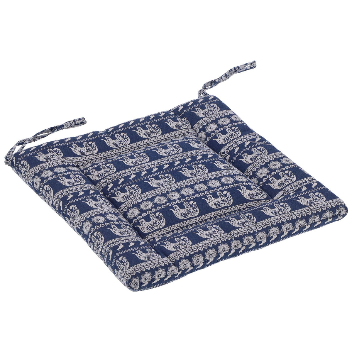 Chair Cushion Simple Pure Cotton Linen Thick NonSlip Soft Seat Cushion for Floor(Blue Elephant )