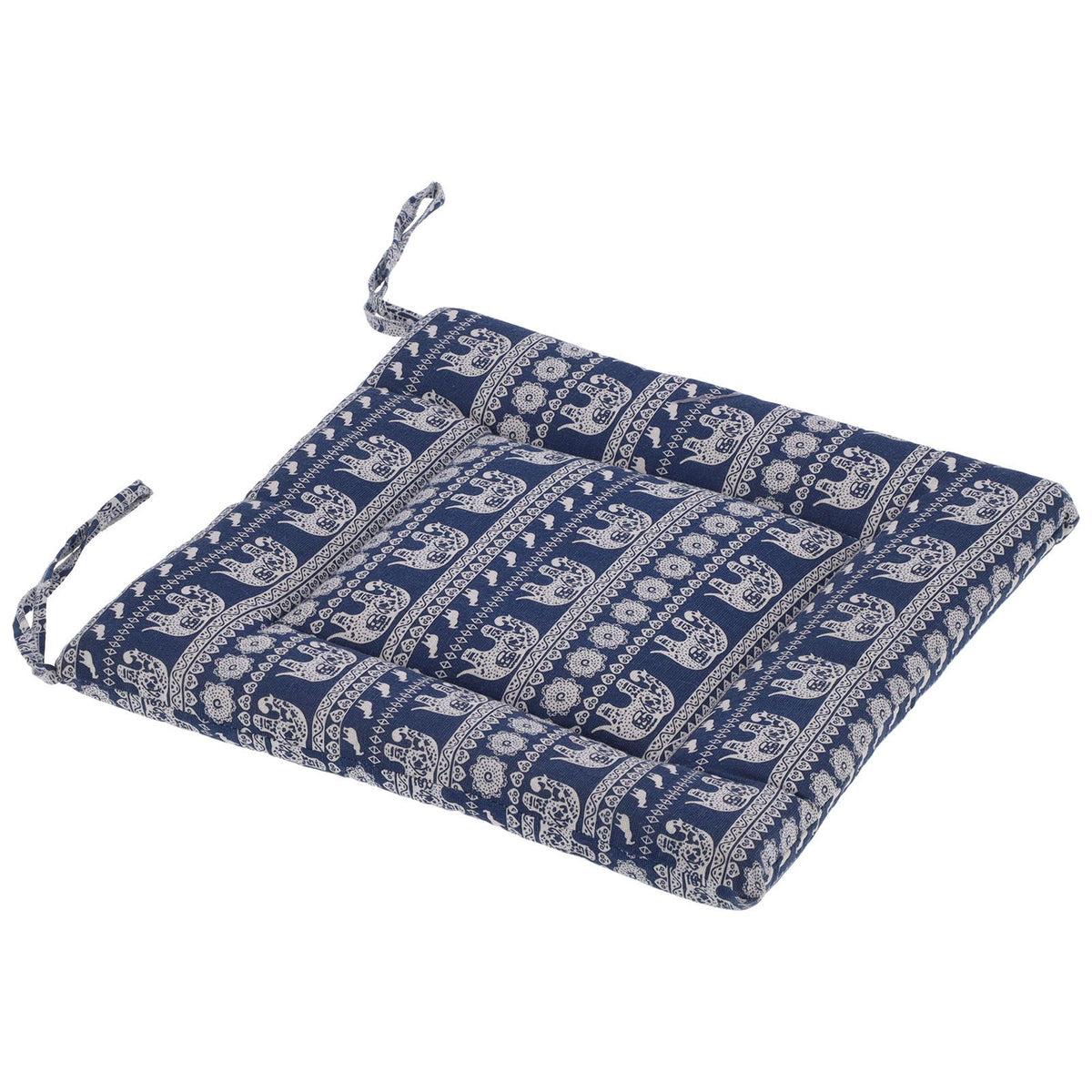 Chair Cushion Simple Pure Cotton Linen Thick NonSlip Soft Seat Cushion for Floor(Blue Elephant )
