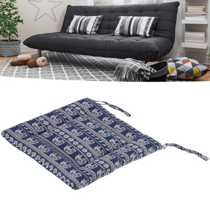 Chair Cushion Simple Pure Cotton Linen Thick NonSlip Soft Seat Cushion for Floor(Blue Elephant )
