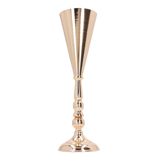 Golden Iron Vase European Style Exquisite Decorative Vintage Flower Vase for Wedding Hotel Party Home 12x42cm / 4.7x16.5in