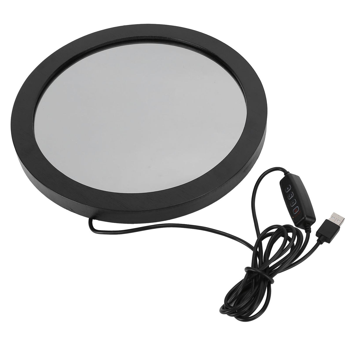 LED Dimmable Mirror with 3D Printing Moon Surface Pattern USB Make Up Mirror for Living Room Bedroom