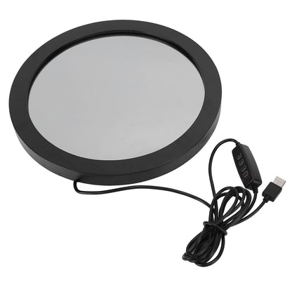 LED Dimmable Mirror with 3D Printing Moon Surface Pattern USB Make Up Mirror for Living Room Bedroom