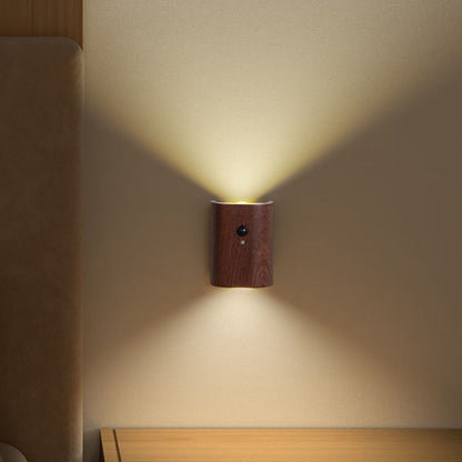 2Pcs Hallway Night Light Intelligent Linkage Wooden Motion Sensor Stairway Night Light USB Rechargeable Magnetic Wall LED Light