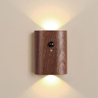 2Pcs Hallway Night Light Intelligent Linkage Wooden Motion Sensor Stairway Night Light USB Rechargeable Magnetic Wall LED Light