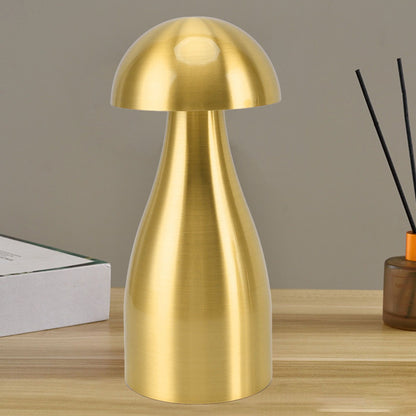 Metal Mushroom Table Lamp Dimmable Mushroom Decor Night Light Cordless Rechargeable Bedside Lamp for Children Nursing Bar Golden