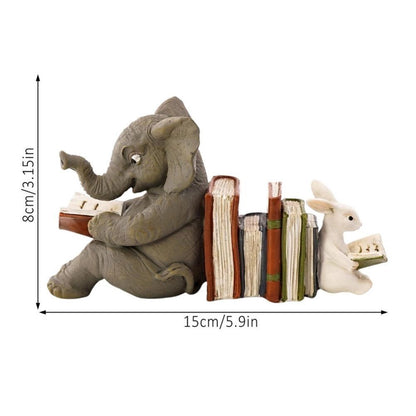 Elephant and Rabbit Statue Bookend Figurines Ornaments Resin Animal Figurines Decor for Home Decorations
