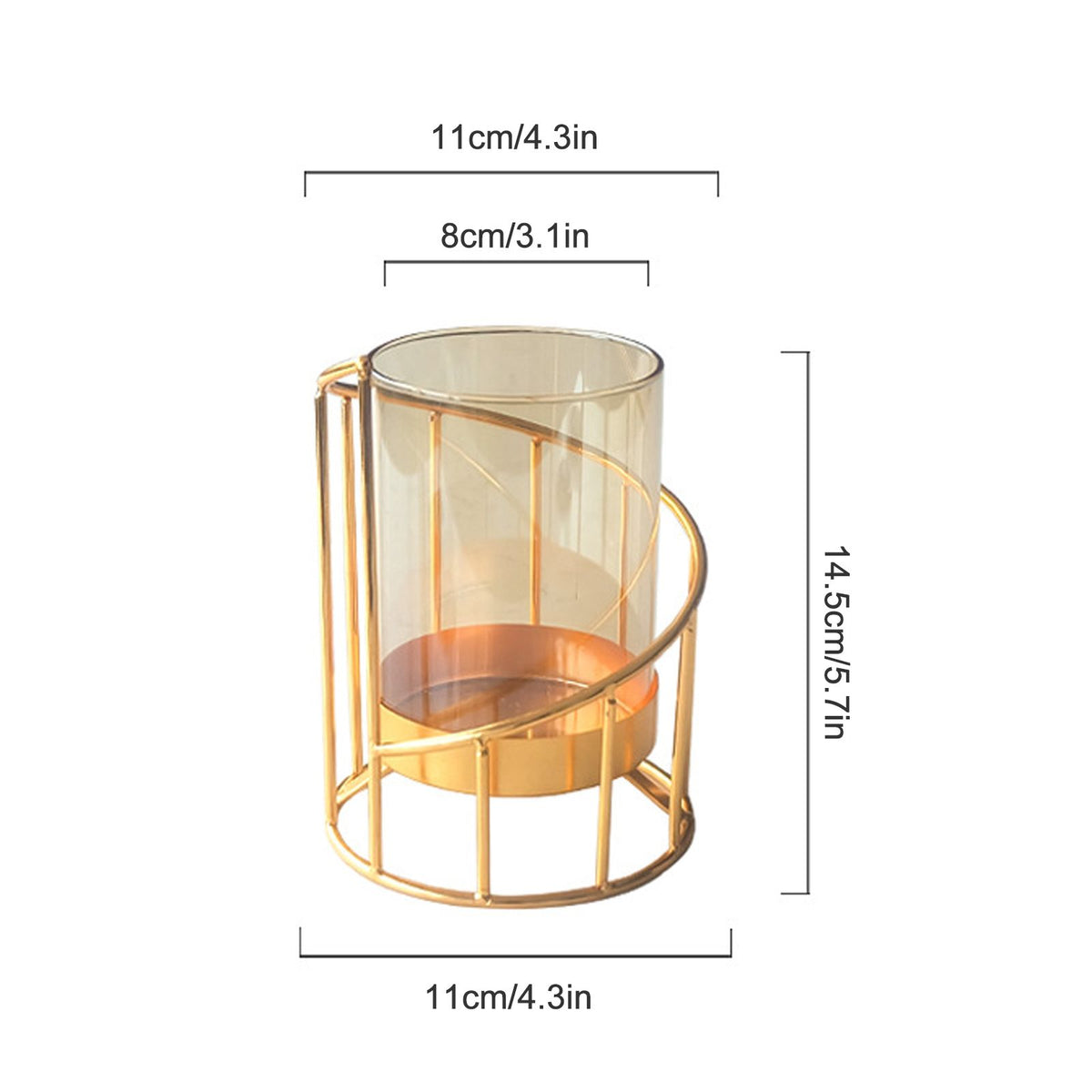 16x14cm Vase Gold Decorative Clear Glass Rugged Flower Vase For Wedding Arty