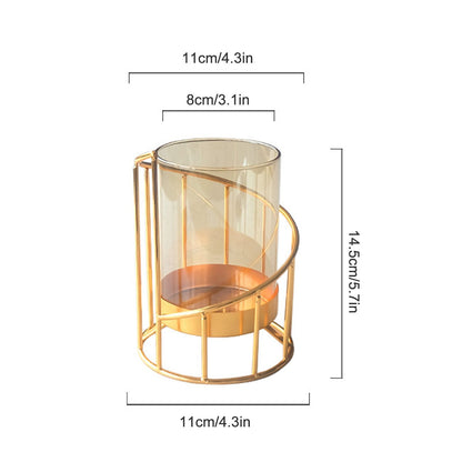 16x14cm Vase Gold Decorative Clear Glass Rugged Flower Vase For Wedding Arty