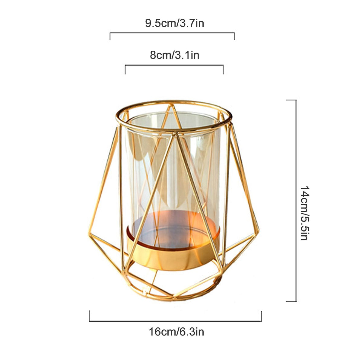 16x14cm Vase Gold Decorative Clear Glass Rugged Flower Vase For Wedding Arty