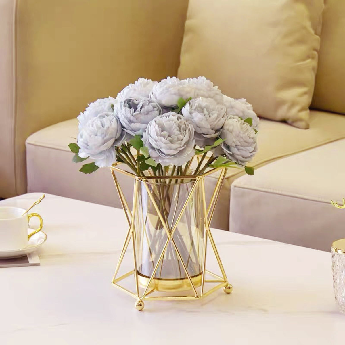 16x14cm Vase Gold Decorative Clear Glass Rugged Flower Vase For Wedding Arty