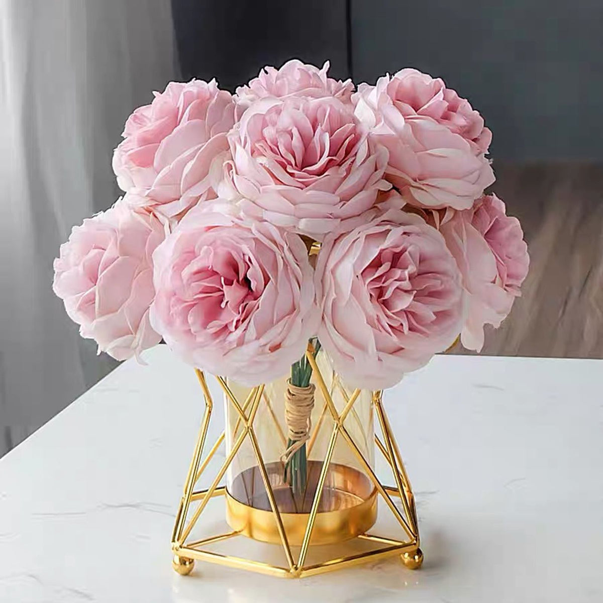 16x14cm Vase Gold Decorative Clear Glass Rugged Flower Vase For Wedding Arty