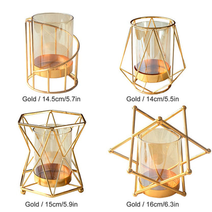 16x14cm Vase Gold Decorative Clear Glass Rugged Flower Vase For Wedding Arty
